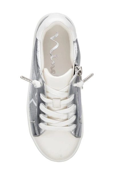 Shop Nina Fallon Sneaker In Silver Crinkle/ Nubuck