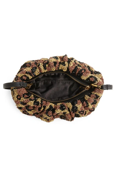 Shop Staud Beaded Bean Shoulder Bag In Leopard