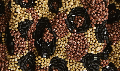 Shop Staud Beaded Bean Shoulder Bag In Leopard