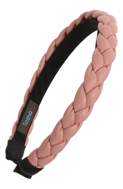 Shop Natasha Braided Headband In Blush