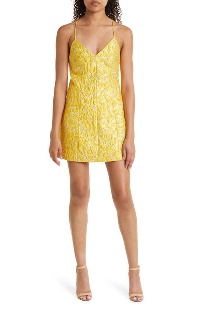 Shop Alice And Olivia Tayla Jacquard Satin Minidress In Sunbeam