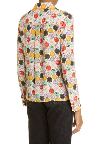 Alice And Olivia Willa Printed Silk Crepe De Chine Shirt In Dinner Party