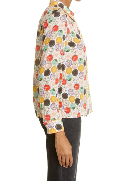 Alice And Olivia Willa Printed Silk Crepe De Chine Shirt In Dinner Party