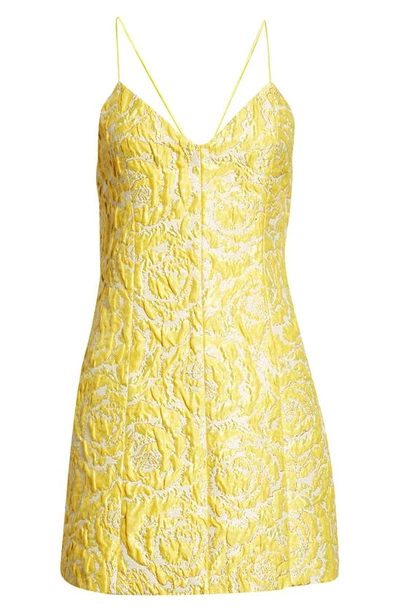 Shop Alice And Olivia Tayla Jacquard Satin Minidress In Sunbeam