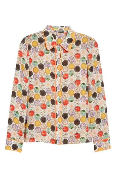 Alice And Olivia Willa Printed Silk Crepe De Chine Shirt In Dinner Party