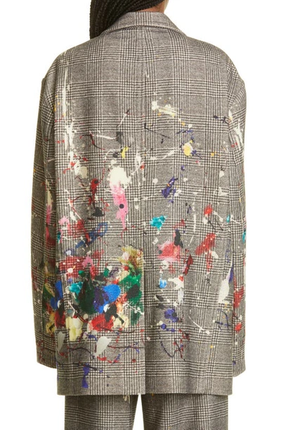 Paint Splatter Oversize Virgin Wool Blazer In Multi colored