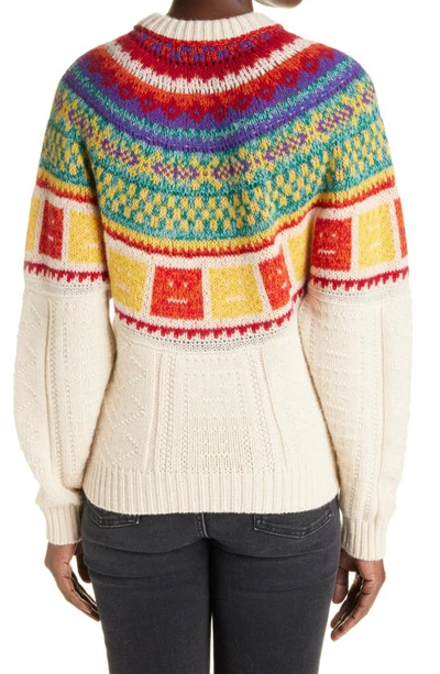 Shop Acne Studios Kristjan Rainbow Fair Isle Wool Sweater In Oatmeal Melange/ Warm Yellow