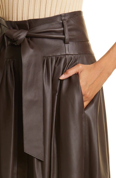 Shop Vince Belted Leather Skirt In Black Truffle