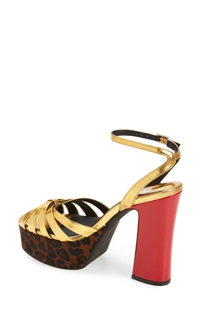 Shop Jeffrey Campbell Rockin' Out Ankle Strap Platform Sandal In Gold Cheetah