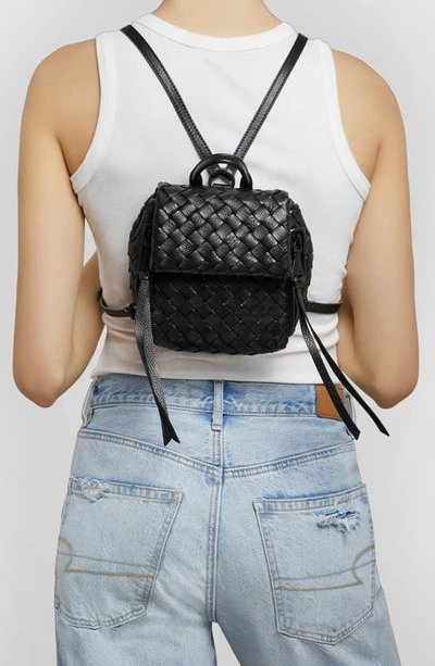 Shop Aimee Kestenberg Mini Bali Woven Leather Backpack In Black Woven