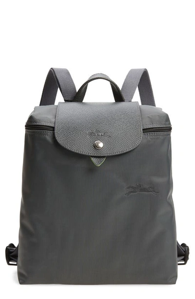 Shop Longchamp Mini Le Pliage Green Recycled Canvas Backpack In Graphite