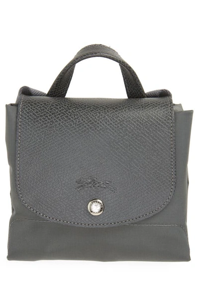 Shop Longchamp Mini Le Pliage Green Recycled Canvas Backpack In Graphite