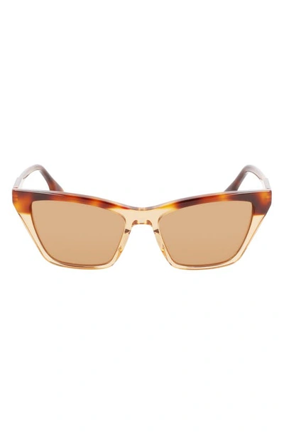 Shop Victoria Beckham 55mm Gradient Lens Cat Eye Sunglasses In Havana-caramel