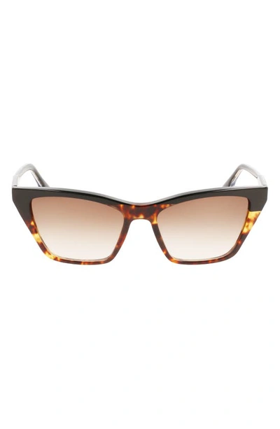 Shop Victoria Beckham 55mm Gradient Lens Cat Eye Sunglasses In Black-tortoise