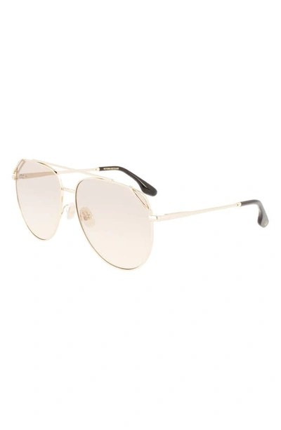 Shop Victoria Beckham 61mm Aviator Sunglasses In Gold