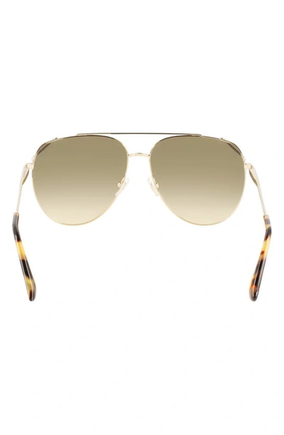 Shop Victoria Beckham 61mm Aviator Sunglasses In Goldhaki
