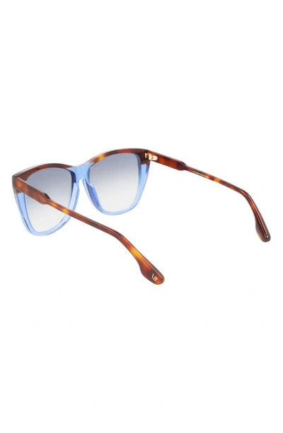 Shop Victoria Beckham 57mm Gradient Lens Cat Eye Sunglasses In Havana Blue
