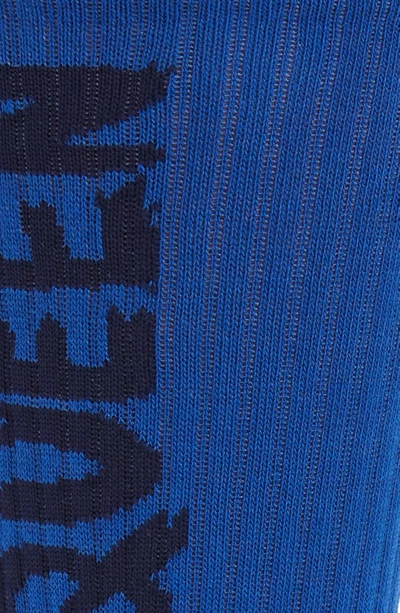 Shop Alexander Mcqueen Graffiti Logo Crew Socks In Electric Blue