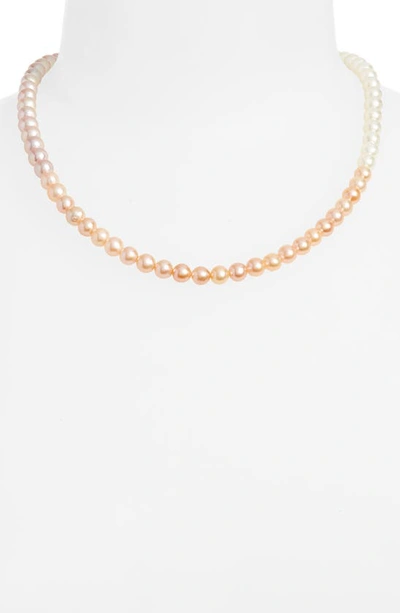 Shop Polite Worldwide Gradient Freshwater Pearl Necklace In Sterling Silver