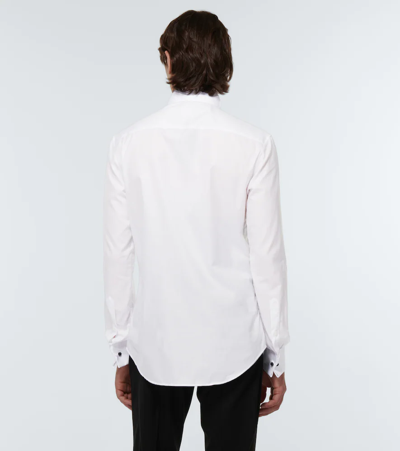 Shop Giorgio Armani Bib-front Cotton Tuxedo Shirt In Brilliant White