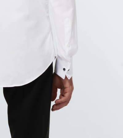 Shop Giorgio Armani Bib-front Cotton Tuxedo Shirt In Brilliant White