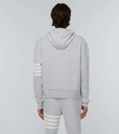 Shop Thom Browne Waffle-knit Cashmere And Wool Hoodie In Lt Grey