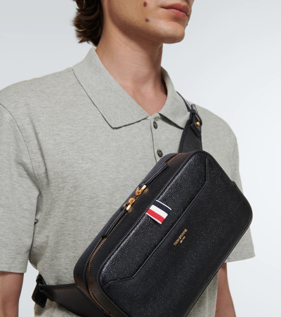Shop Thom Browne Leather Belt Bag In Black