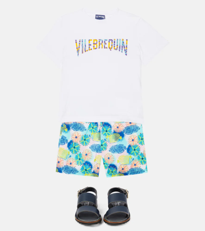 Vilebrequin Jihin Printed Swim Trunks In Blanc
