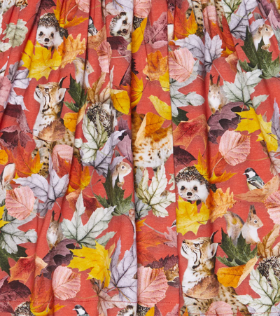 Molo Girl's Camie Long-sleeve Animals & Foliage-printed Jersey Dress In Forest Play