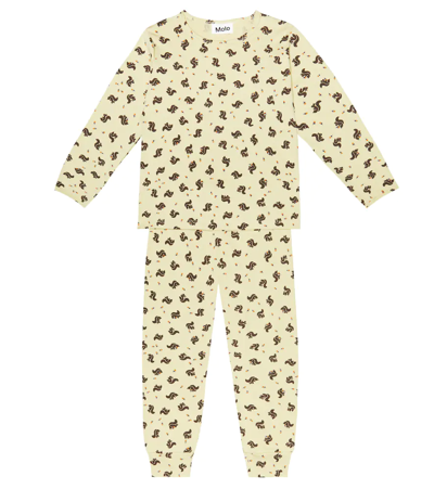 Shop Molo Luve Printed Cotton-blend Pajama Set In Mini Squirrel