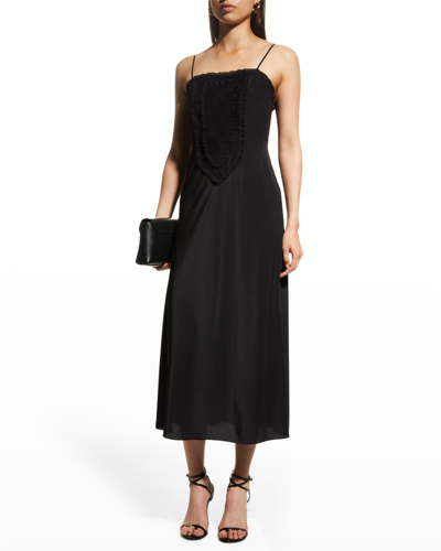 Shop Rebecca Taylor Lace Patch Slip Dress In Black