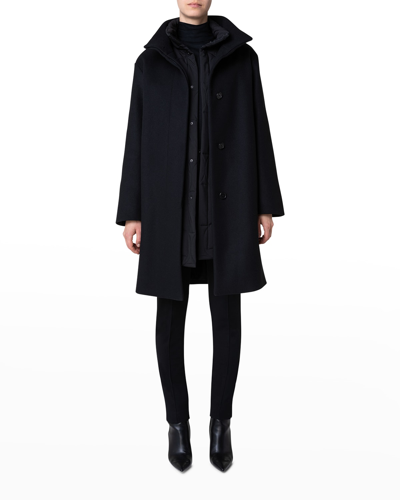 Shop Akris Punto Wool Knee-length Coat In Black