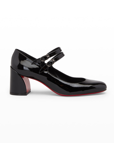 Shop Christian Louboutin Miss Jane Patent Red Sole Pumps In Black