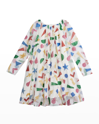 Shop Stella Mccartney Girl's Glitter Confetti Dress In 101mc White