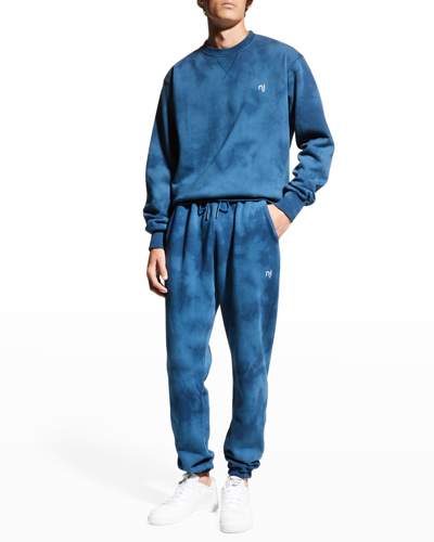 Nana Judy Men s Authentic Logo Fleece Track Pants In Navy Tie Dye