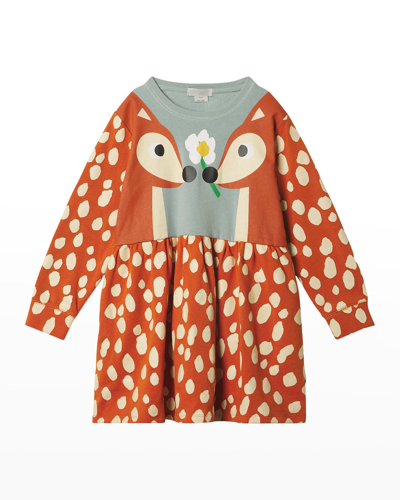 Shop Stella Mccartney Girl's Deer Graphic Dress In 627 Orange