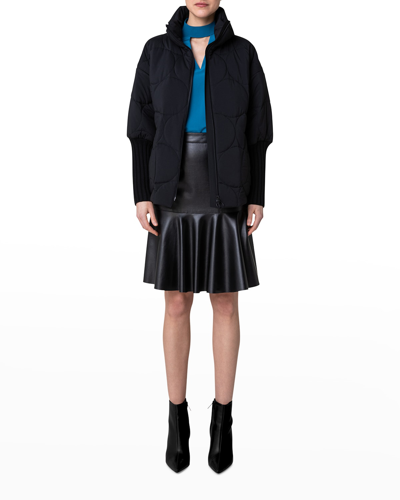 Shop Akris Punto Circle Quilted Puffer Jacket With Knit Sleeves In Black
