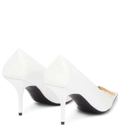 Shop Balenciaga Bb Patent Leather Pumps In White/gold Lux