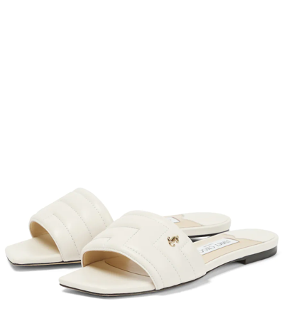 Shop Jimmy Choo Themis Leather Slides In Latte