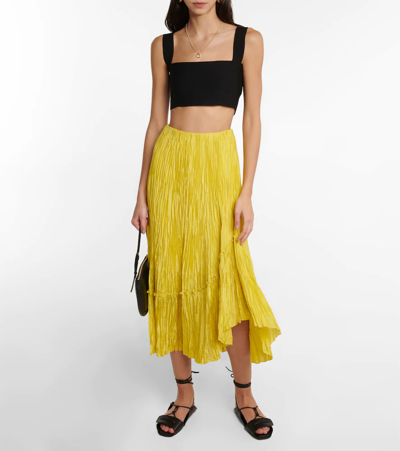 Shop Vince Crushed Silk Midi Skirt In Sun Glare
