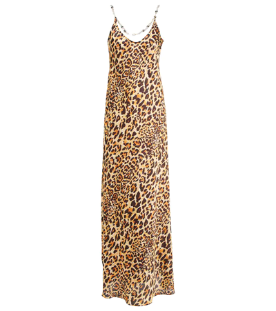 Shop Rabanne Embellished Leopard-print Maxi Dress In Leopard Commercial