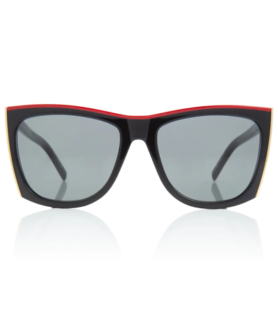 Shop Saint Laurent Sl 539 Paloma Square Sunglasses In Black-black-grey