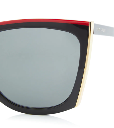Shop Saint Laurent Sl 539 Paloma Square Sunglasses In Black-black-grey
