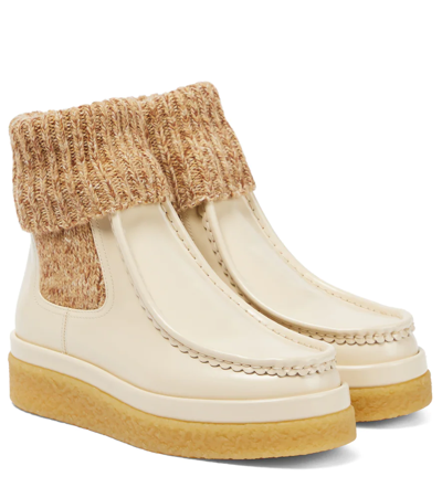 Shop Chloé Jamie Leather Chelsea Boots In Eggshell