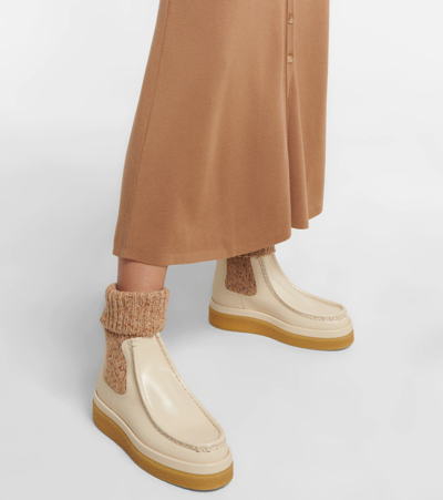 Shop Chloé Jamie Leather Chelsea Boots In Eggshell