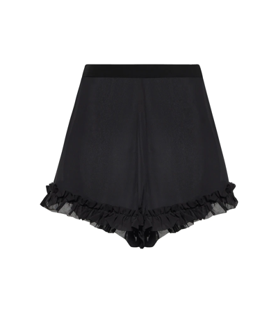 Shop Khaite Rory Ruffled Silk Georgette Shorts In Black