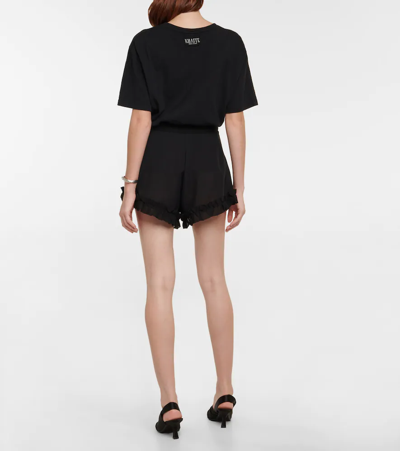 Shop Khaite Rory Ruffled Silk Georgette Shorts In Black