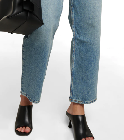 Shop Re/done High-rise Straight Jeans In Cool Medium Blue