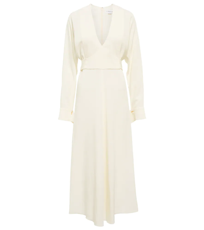 Shop Victoria Beckham Wrap Midi Dress In Off White