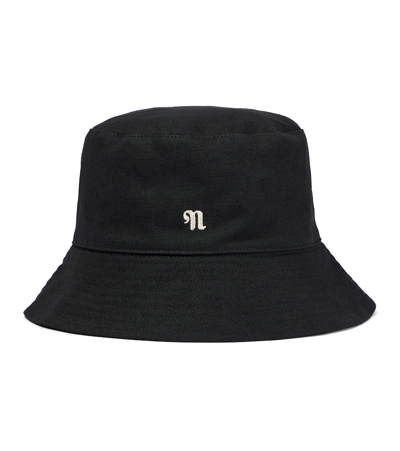 Shop Nanushka Caran Cotton Bucket Hat In Black